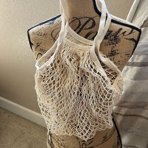 French ivory woven market bag NEW!